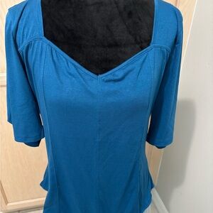New York & Company Teal V-Neck Body suit